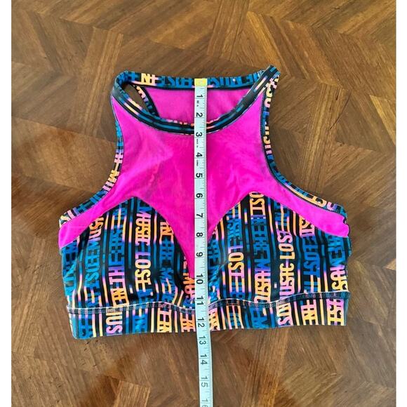 Zumba Wear Neon Pink Mesh Sports Bra and/or Crop Top Graphic Print Size M - Picture 4 of 16